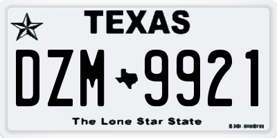 TX license plate DZM9921