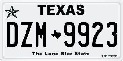 TX license plate DZM9923