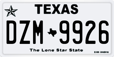 TX license plate DZM9926