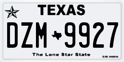 TX license plate DZM9927