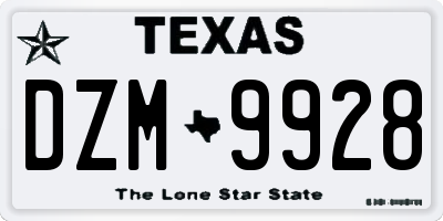 TX license plate DZM9928