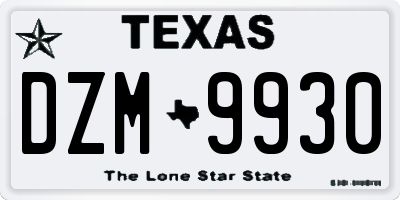 TX license plate DZM9930