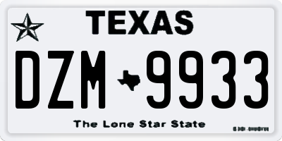 TX license plate DZM9933
