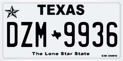 TX license plate DZM9936