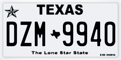 TX license plate DZM9940