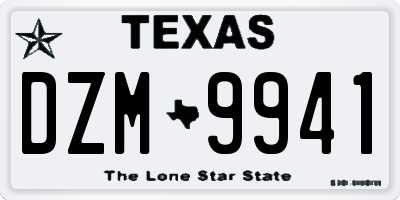 TX license plate DZM9941
