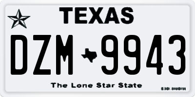 TX license plate DZM9943