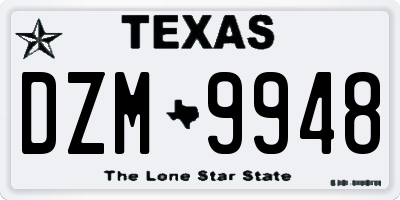 TX license plate DZM9948