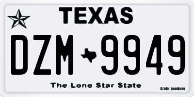 TX license plate DZM9949