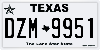 TX license plate DZM9951