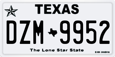 TX license plate DZM9952