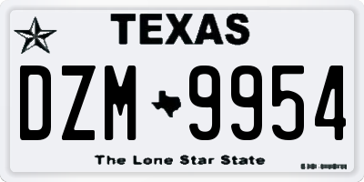 TX license plate DZM9954