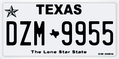 TX license plate DZM9955