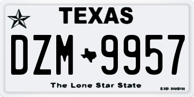 TX license plate DZM9957