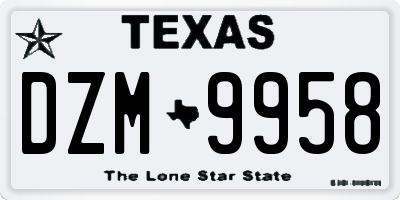 TX license plate DZM9958