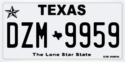 TX license plate DZM9959