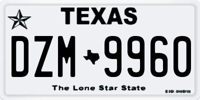 TX license plate DZM9960