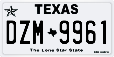 TX license plate DZM9961