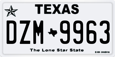 TX license plate DZM9963