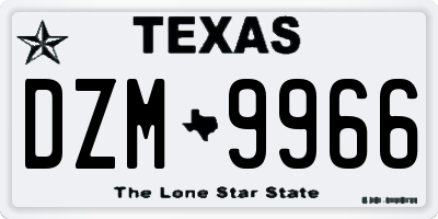 TX license plate DZM9966