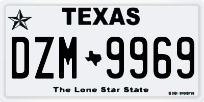 TX license plate DZM9969
