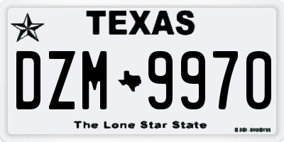 TX license plate DZM9970