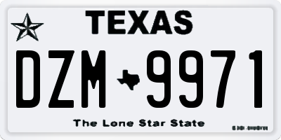 TX license plate DZM9971