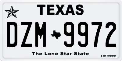 TX license plate DZM9972