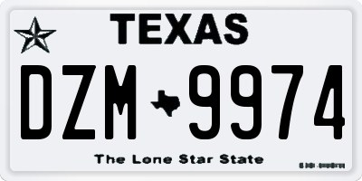 TX license plate DZM9974