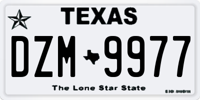 TX license plate DZM9977