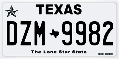 TX license plate DZM9982