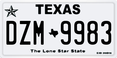 TX license plate DZM9983