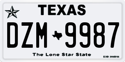TX license plate DZM9987