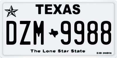 TX license plate DZM9988