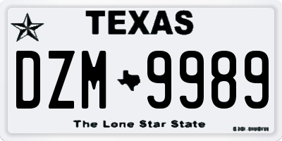 TX license plate DZM9989