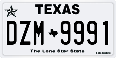 TX license plate DZM9991