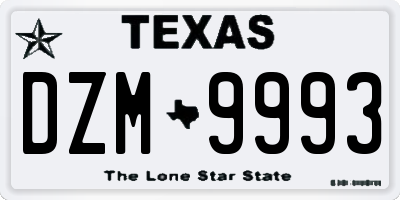 TX license plate DZM9993