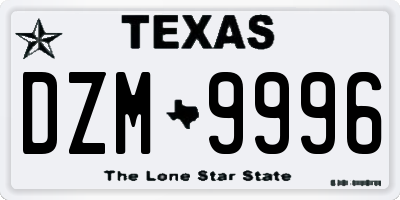 TX license plate DZM9996