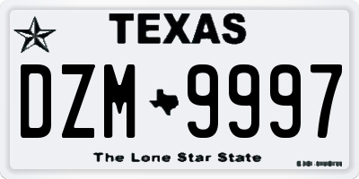 TX license plate DZM9997