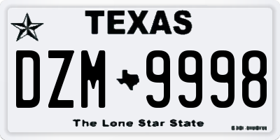 TX license plate DZM9998
