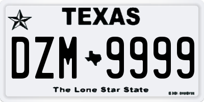 TX license plate DZM9999