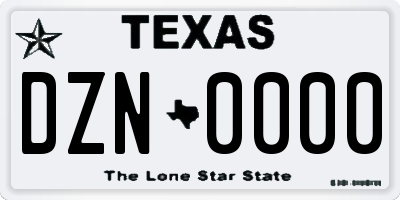 TX license plate DZN0000