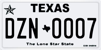 TX license plate DZN0007