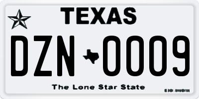 TX license plate DZN0009