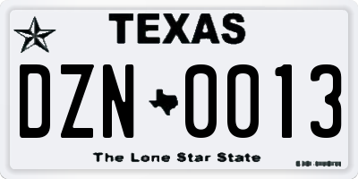 TX license plate DZN0013