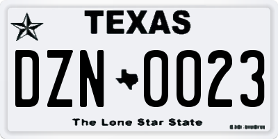 TX license plate DZN0023