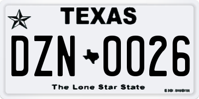 TX license plate DZN0026