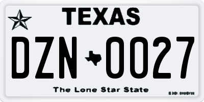 TX license plate DZN0027