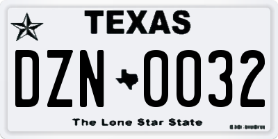 TX license plate DZN0032