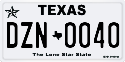 TX license plate DZN0040